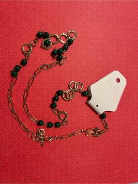 belk Gold-Tone Linked Chain Necklace with Green Beads